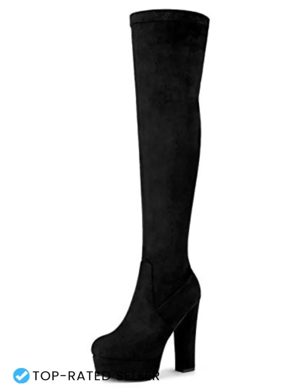 Faux Suede Over Knee High Platform Block Heel Boots Thigh High Winter